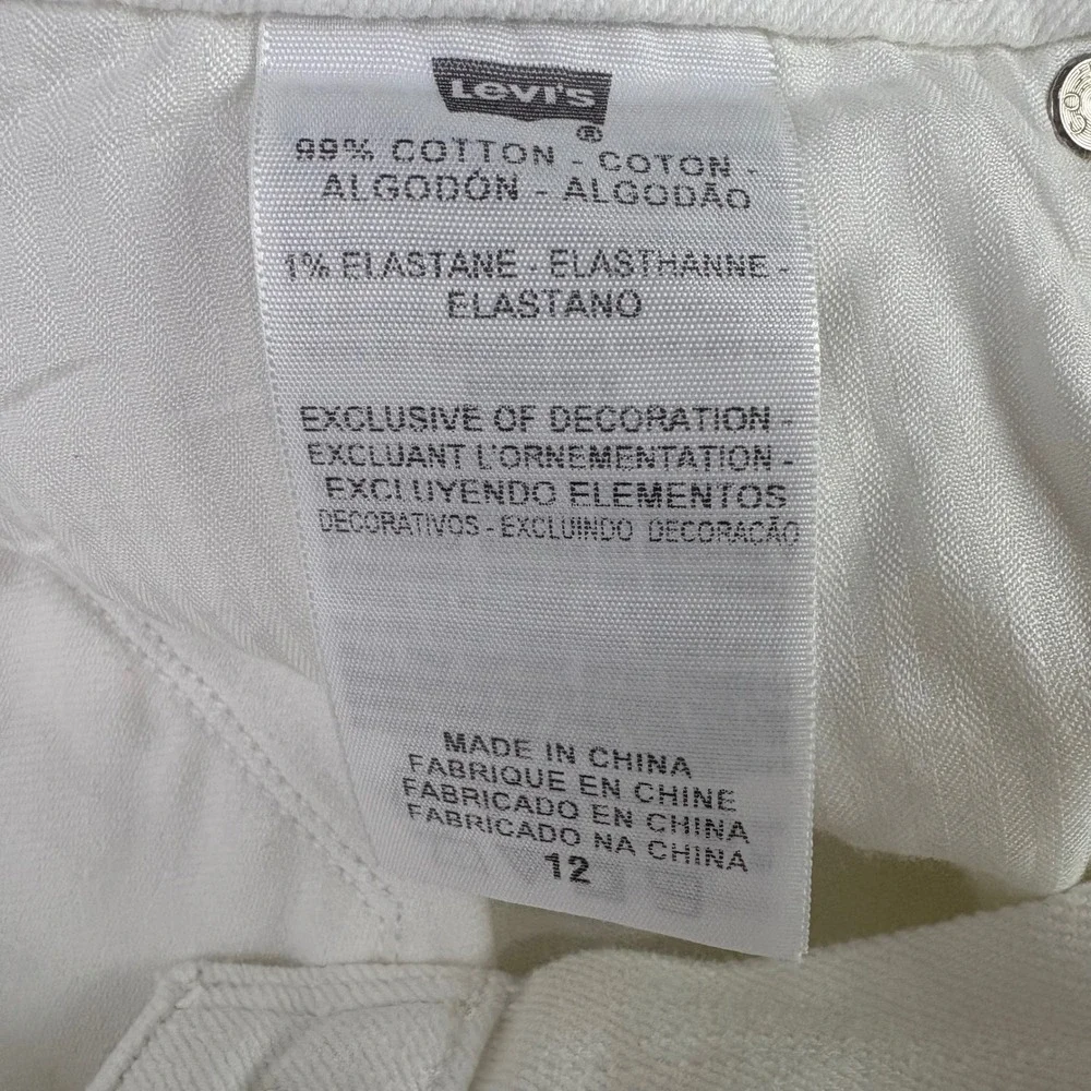 Levi's Womens 12/31 White Demi Curve Classic‎ Straight Leg Cropped Jeans Stretch